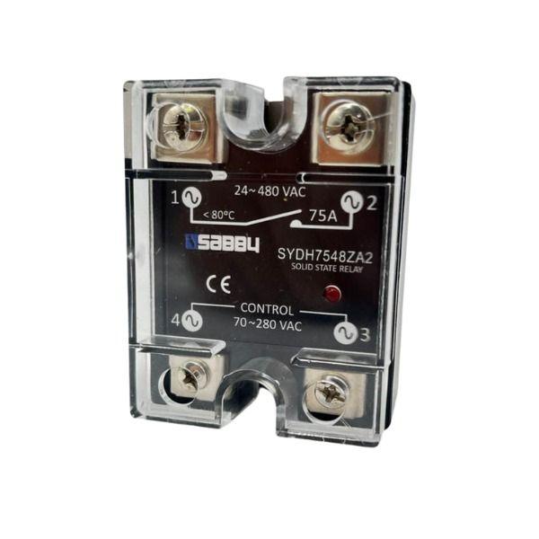 Relé de estado sólido monofásico SSR 70-280VAC 24-480VAC 75A SABBY SA475AA