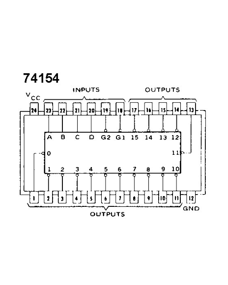 Demultiplexor/Decodificador Encapsulado DIP De 24 Pines 74LS154