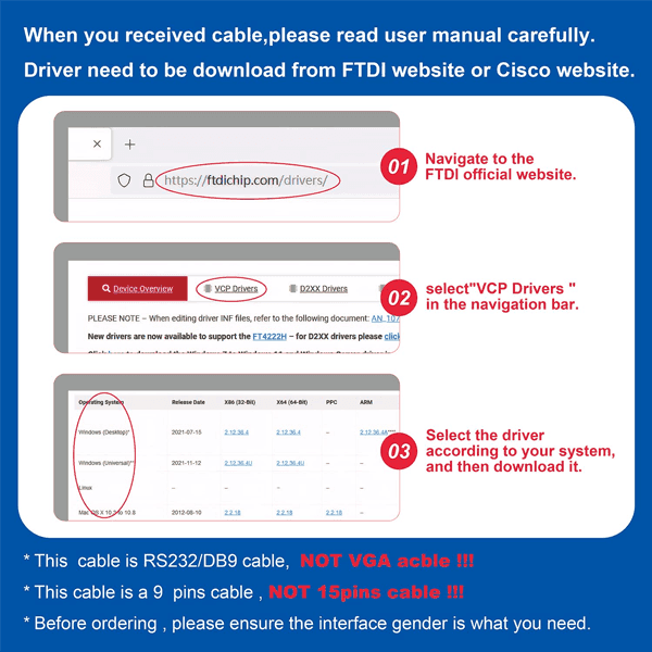Cable USB 2.0 macho a serie RS232 hembra con chipset FTDI CUSBRS232