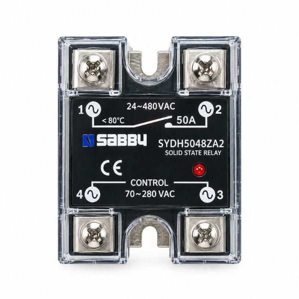 Relé de Estado Sólido SSR 70-280VAC 24-480VAC 50A SABBY SA450AA