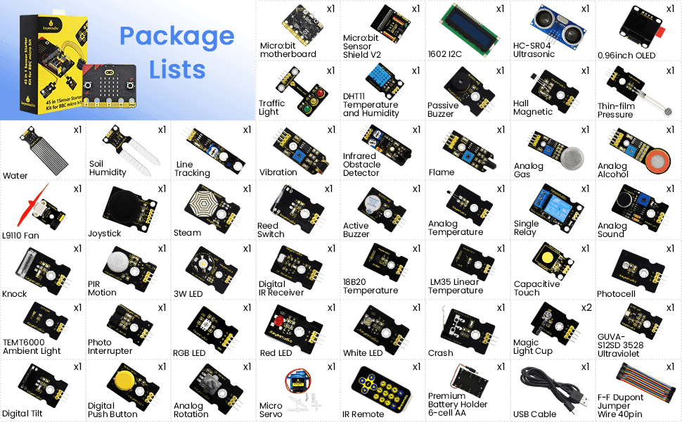 Kit Avanzado de Microbit con 45 Sensores KITMICROBIT-45