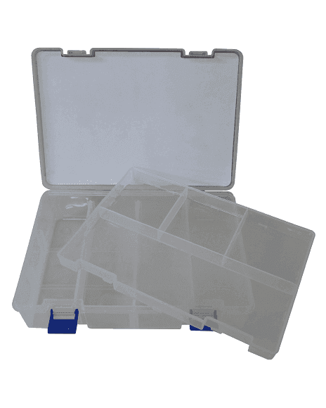 Caja Plástica COn Divisiones Color Transparente De 23.4cm X 16.8cm X 6.2cm CP240