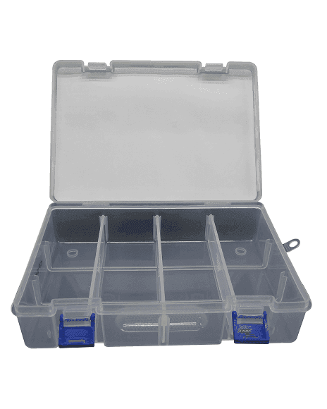 Caja Plástica COn Divisiones Color Transparente De 23.4cm X 16.8cm X 6.2cm CP240