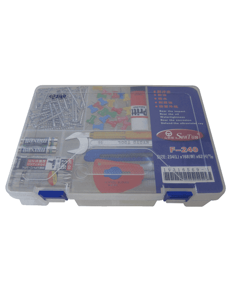 Caja Plástica COn Divisiones Color Transparente De 23.4cm X 16.8cm X 6.2cm CP240
