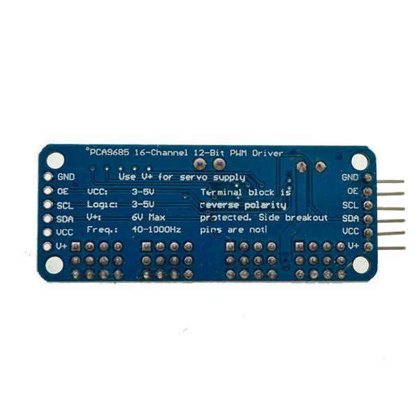 Servocontrolador PCA9685  Con Comunicación I2C De 16 Canales y 12 Bits CTRSERVO