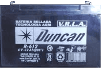 Bateria Seca AGM 6Vdc 12Ah Duncan DN12-6