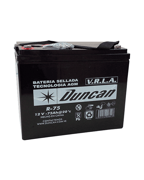 Bateria Seca AGM 12V 75Ah Duncan DN75-12