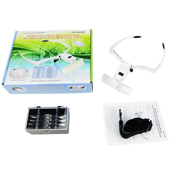 Lupa Tipo Gafa Con Juego De 5 Lentes Luz Led MG9892B