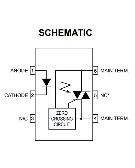 Optoacoplador Con Salida Tipo Triac y Circuito Interno De Cruce Por Cero Encapsulado DIP MOC3031