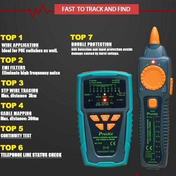 Probador De Redes Hasta 3Km PoE ProsKit MT7029