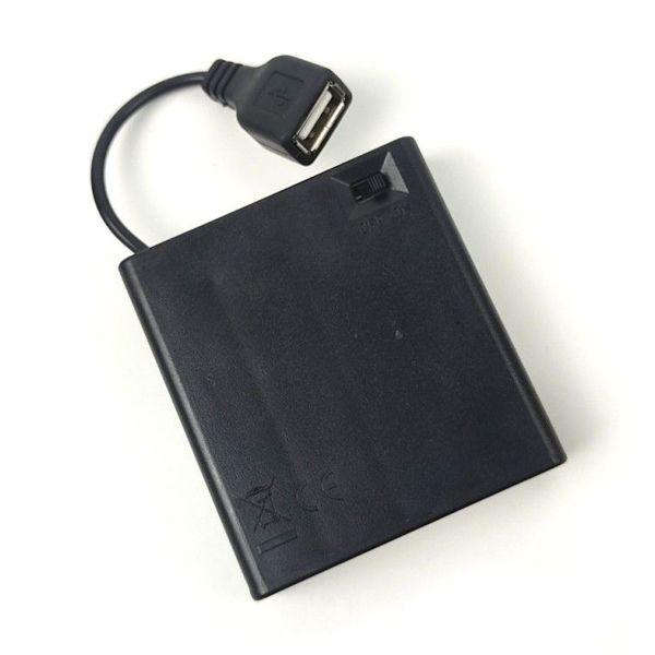 Portapila 4 Baterías AA Salida USB Hembra PP4AA-USB 