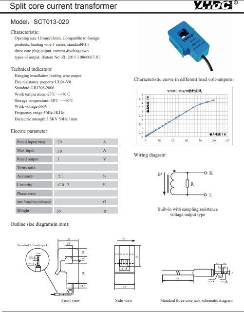 Sensor De Corriente 20A SCT013-020