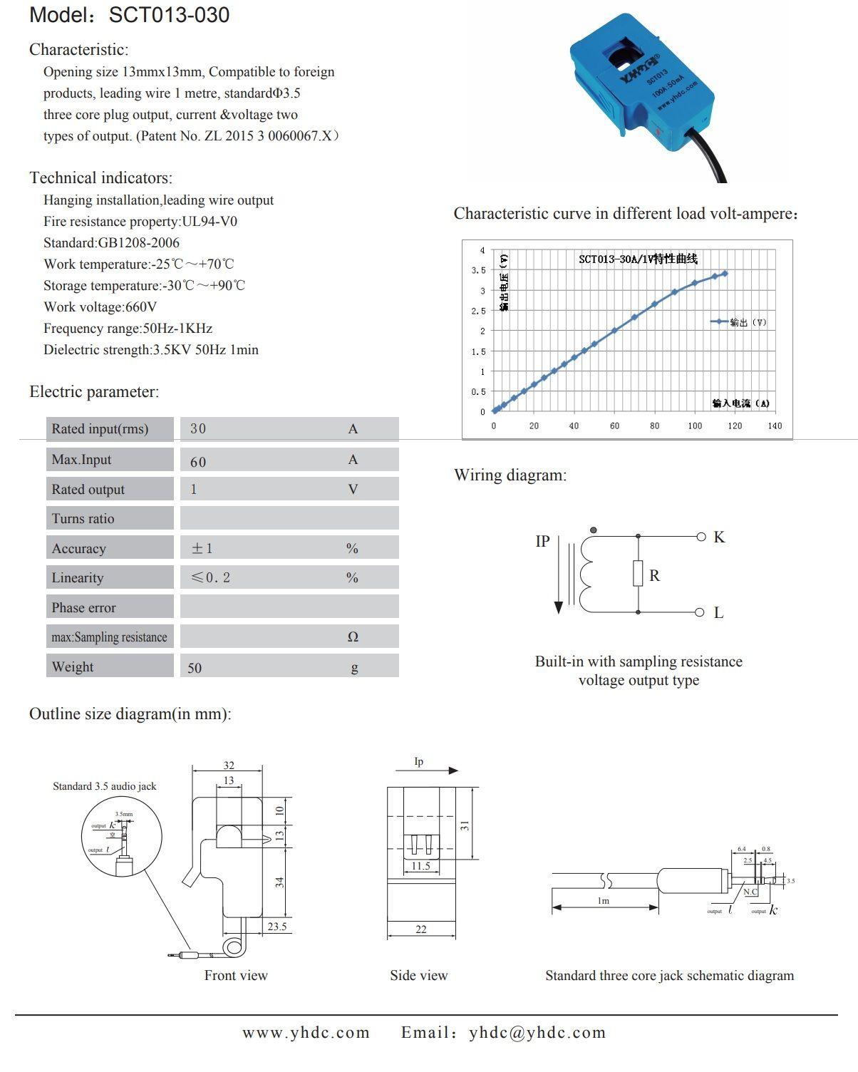 Sensor De Corriente 30A SCT013-030