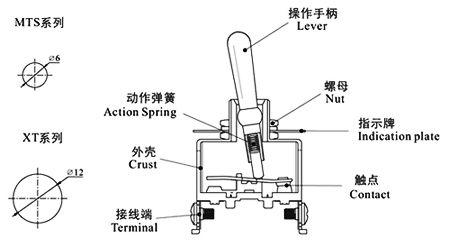 Interruptor De Codillo Spdt On-On Con 3 Terminales De Tornillo 15A 250V XT12B