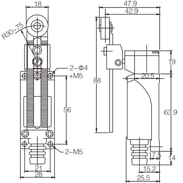 Final De Carrera Industrial Con Brazo De Rodillo Ajustable XZ8108